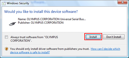 The following dialog box may sometimes be displayed. In this case, click on the [Install] button.