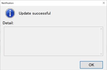 The updater starts automatically. When the message “Update successful” appears, click the OK button.
