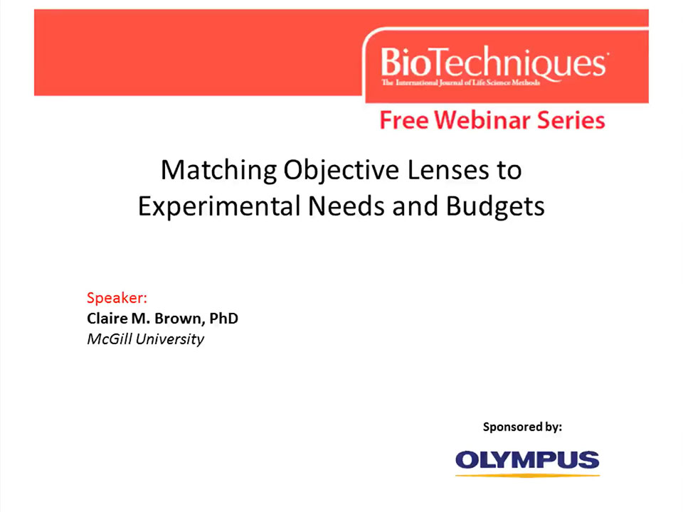 Matching Objective Lenses To Experimental Needs And Budgets